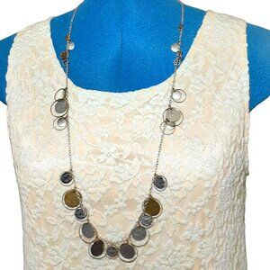 American Eagle Industrial Mixed Metal Silver Copper Dangle Discs Chain Necklace